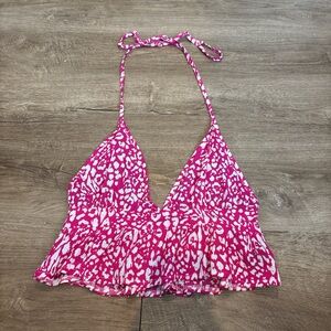 SHEIN Pink and White Leopard Print Tank